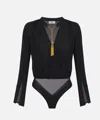 Elisabetta Franchi Bodysuit In Georgette Fabric With Jewel Details In Black
