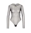 Elisabetta Franchi Bodysuit With Gold Chain And Sheer Fabric In Black