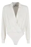 Elisabetta Franchi Draped Wrap Bodysuit In White