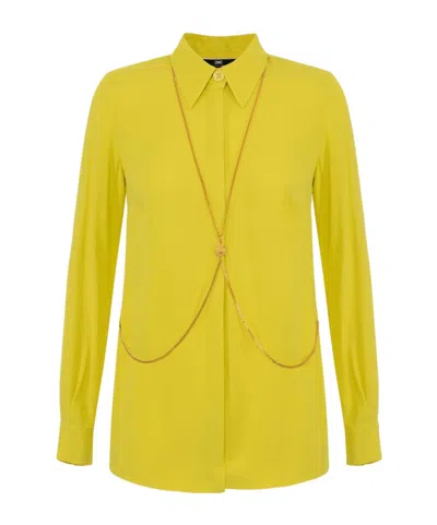 ELISABETTA FRANCHI ELISABETTA FRANCHI BODY-CHAIN DETAIL LONG-SLEEVED SHIRT