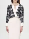Elisabetta Franchi Wrap V-neck Geometric Long Sleeve Shirt In Black
