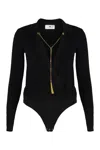 Elisabetta Franchi Body In Viscose And Silk Knit With Chain In Black