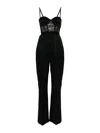 Elisabetta Franchi Lettering Jacquard Crepe Jumpsuit In Negro
