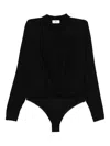 Elisabetta Franchi Twist-front Button Bodysuit In Black