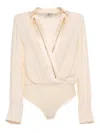 Elisabetta Franchi Georgette Body Satin Shirt In White