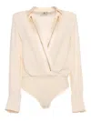 Elisabetta Franchi Georgette Body Satin Shirt In White