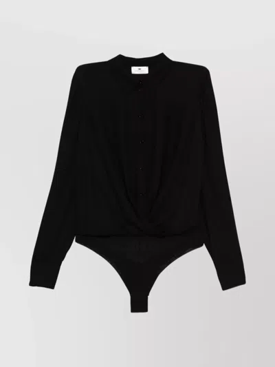 Elisabetta Franchi Body Shirt With Collared Neck And Long Sleeves In Black