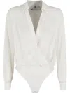 Elisabetta Franchi Draped Wrap Bodysuit In White