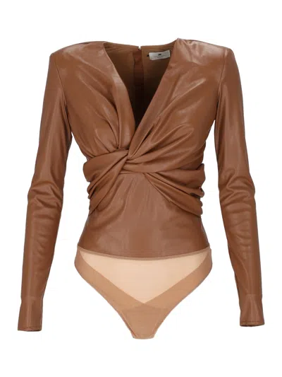 Elisabetta Franchi Bodysuit In Brown