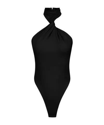 Elisabetta Franchi Bodysuit In Crêpe Jersey Fabric In Black