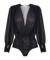 Elisabetta Franchi Bodysuit In Georgette Fabric In Black