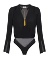 Elisabetta Franchi Bodysuit In Georgette Fabric With Jewel Details In Black