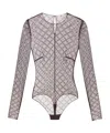 Elisabetta Franchi Bodysuit In Jacquard Tulle Fabric With Diamonds