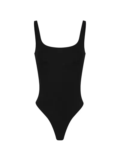 Elisabetta Franchi Bodysuit In Lightweight Crêpe Jersey Fabric In Black