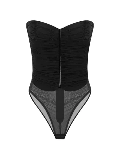 Elisabetta Franchi Bodysuit In Stretch Jersey Fabric In Black
