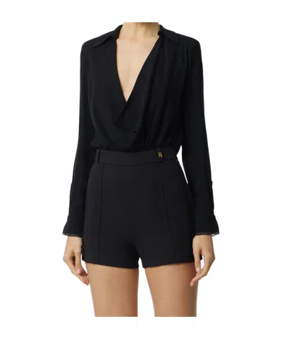 Elisabetta Franchi Bodysuit In Viscose Georgette Fabric In Black