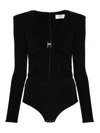 Elisabetta Franchi Jewel-ring Jersey Bodysuit In Negro