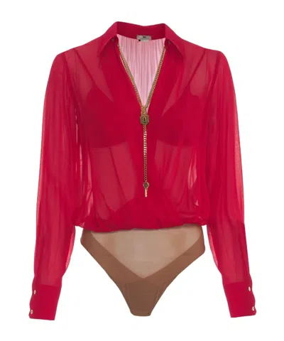 Elisabetta Franchi Bodysuit Shirt In Red