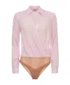 Elisabetta Franchi Bodysuit-style Blouse In Georgette Fabric With Cufflinks