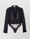 Elisabetta Franchi Bodysuit Style With Gold Chain Detail In Black