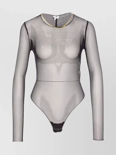 ELISABETTA FRANCHI BODYSUIT WITH GOLD CHAIN AND SHEER FABRIC