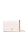 Elisabetta Franchi White Clutch With Detachable Chain Strap In Cream