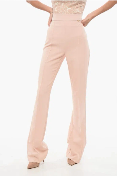 Elisabetta Franchi Bootcut Trousers With Front Pleat In Pink