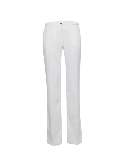 Pre-owned Elisabetta Franchi Boot-leg Trousers In White