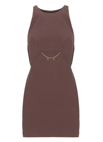 ELISABETTA FRANCHI BORDEAUX CREPE MINI DRESS
