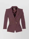 Elisabetta Franchi Bordeaux Jacket Gold-tone Buttons In Pink