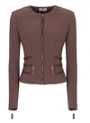 Elisabetta Franchi Structured Blazer With Front Zip And Long Sleeves In Brown