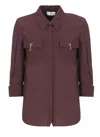 Elisabetta Franchi Shirt With Chest Pockets And Collared Neck In Gray