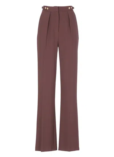 ELISABETTA FRANCHI BORDEAUX WIDE-LEG TROUSERS WITH TAILORED FRONT PLEATS