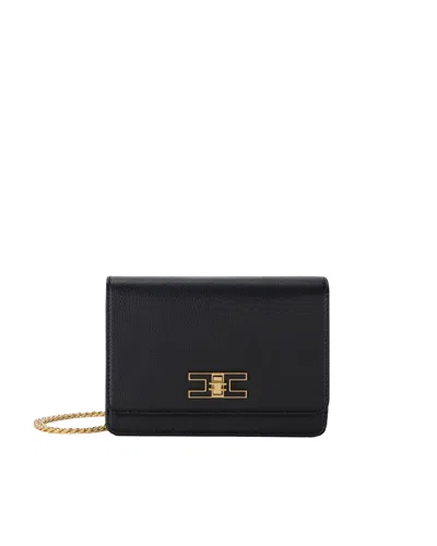 Elisabetta Franchi Borsa A Tracolla Nera Piccola Con Placca Logo In 110