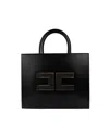 Elisabetta Franchi Structured Handbag With Prominent Logo Detail In Black
