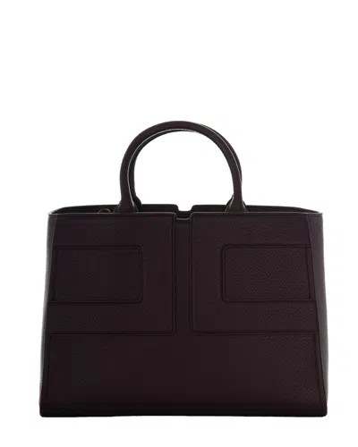 ELISABETTA FRANCHI BORSA TOTE MEDIA CON LOGO IN RILIEVO BORDEAUX