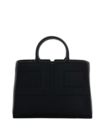 Elisabetta Franchi Borsa Tote Media Con Logo In Rilievo Nera In Black