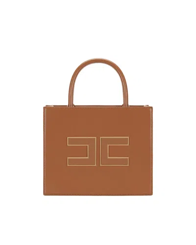 Elisabetta Franchi Borsa Tote Piccola Con Logo Marrone In Brown