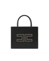 Elisabetta Franchi Structured Handbag With Prominent Logo Detail In Black