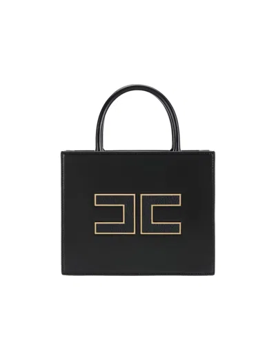 ELISABETTA FRANCHI BORSA TOTE PICCOLA CON LOGO NERA