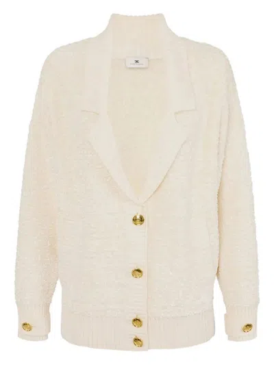 ELISABETTA FRANCHI ELISABETTA FRANCHI BOUCLÉ CHENILLE CARDIGAN WITH JEWEL BUTTONS CLOTHING