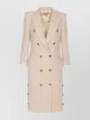Elisabetta Franchi Boucle' Coat Double Breasted Flap Pockets In White