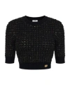 Elisabetta Franchi Bouclé Knit Top With Sequins In Black