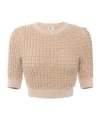 Elisabetta Franchi Sequin-embellished Cable-knit Sweater In Brown