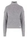 Elisabetta Franchi Sequin-embellished High-neck Sweater In Gray