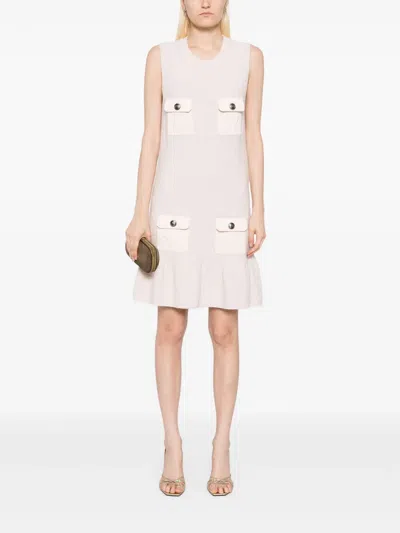 Elisabetta Franchi Bouclé Voile Mini Dress In White