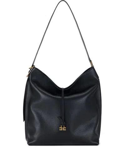 Elisabetta Franchi Boulevard Leather Shoulder Bag In Black