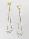 Elisabetta Franchi Bow Chain Link Earrings With Crystal Embellishments