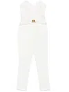Elisabetta Franchi Strapless Jumpsuit Structured Bodice Cropped Length In White