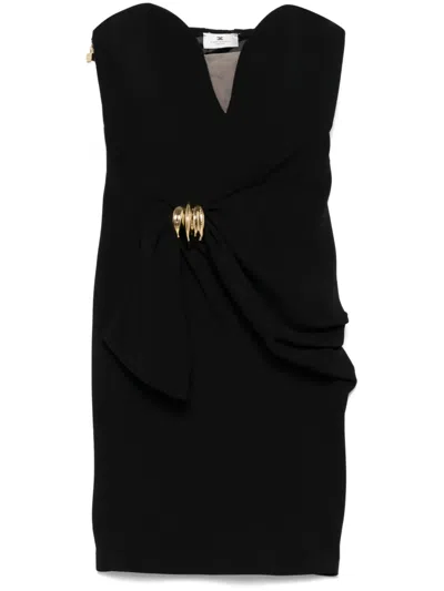Elisabetta Franchi Bow-detail Crepe Mini Dress In Black